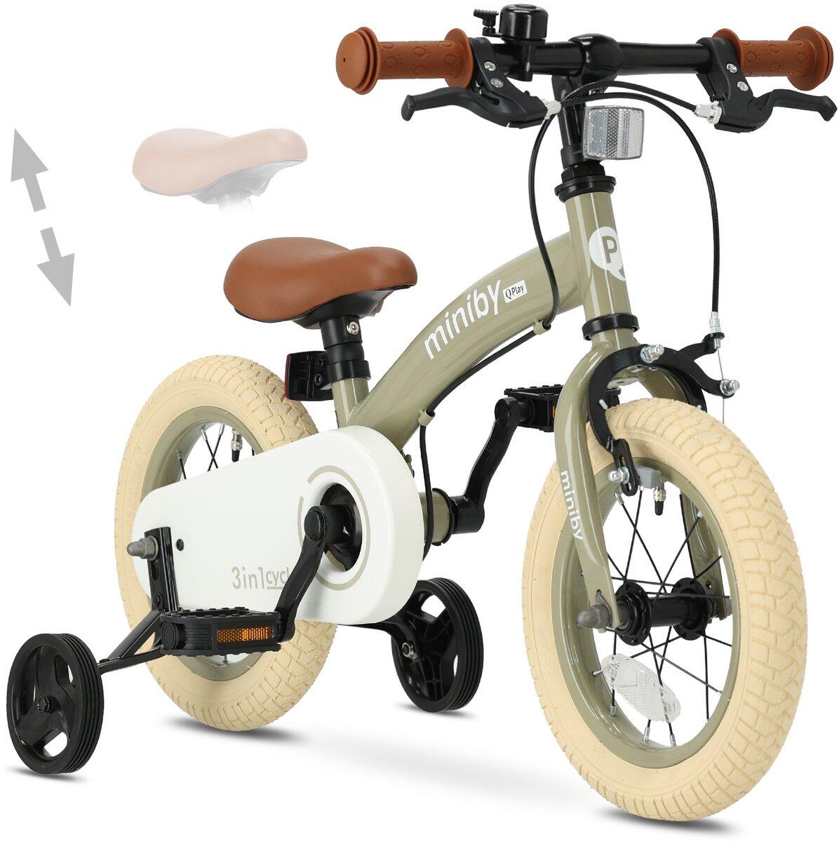 Qplay Miniby Bicicleta infantil 12 polegadas - 3 em 1 - Verde oliva 2/7