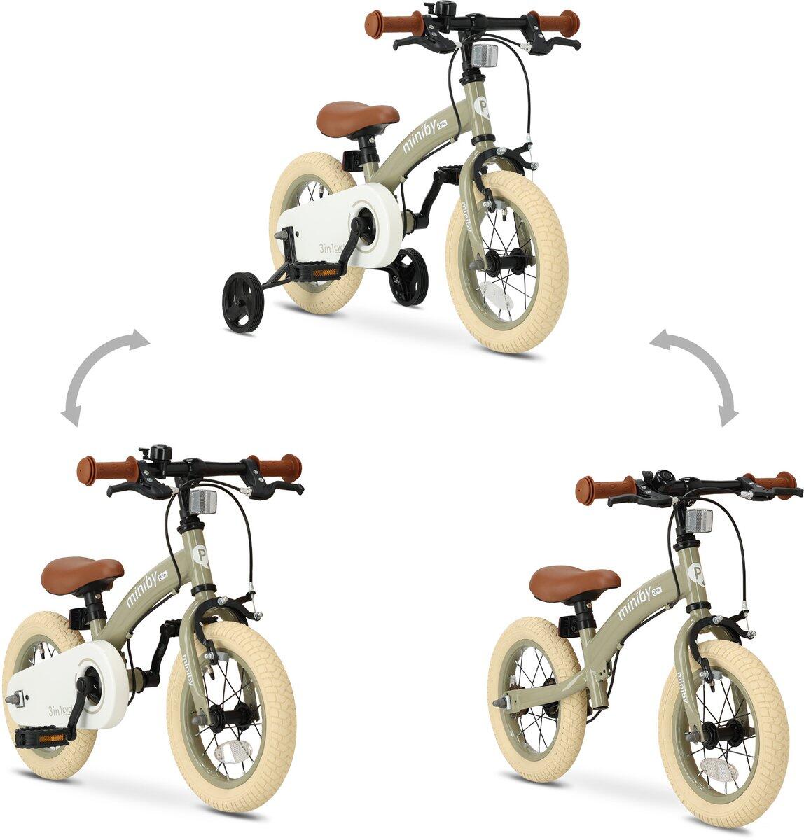 Qplay Miniby Bicicleta infantil 12 polegadas - 3 em 1 - Verde oliva 5/7