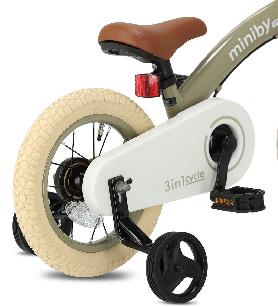 Qplay Miniby Bicicleta infantil 12 polegadas - 3 em 1 - Verde oliva 6/7