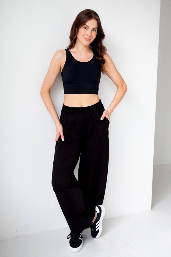 Spodnie dresowe damskie szerokie 2skin  I love  pilates black 2/7