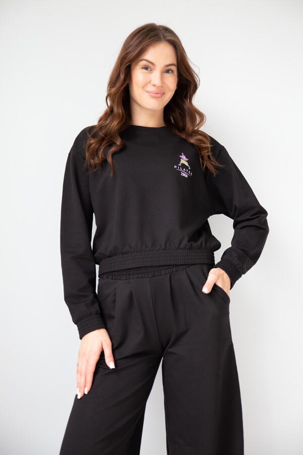 Bluza dresowa damska krótka 2skin Pilates Girl black