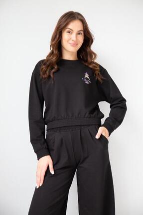 Bluza dresowa damska krótka 2skin Pilates Girl black