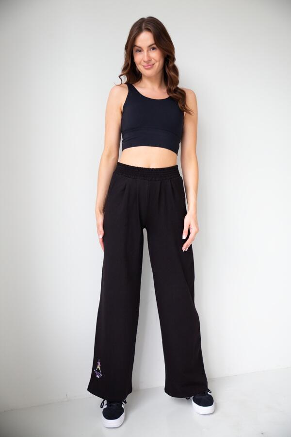 Spodnie dresowe damskie szerokie 2skin  I love  pilates black 6/7