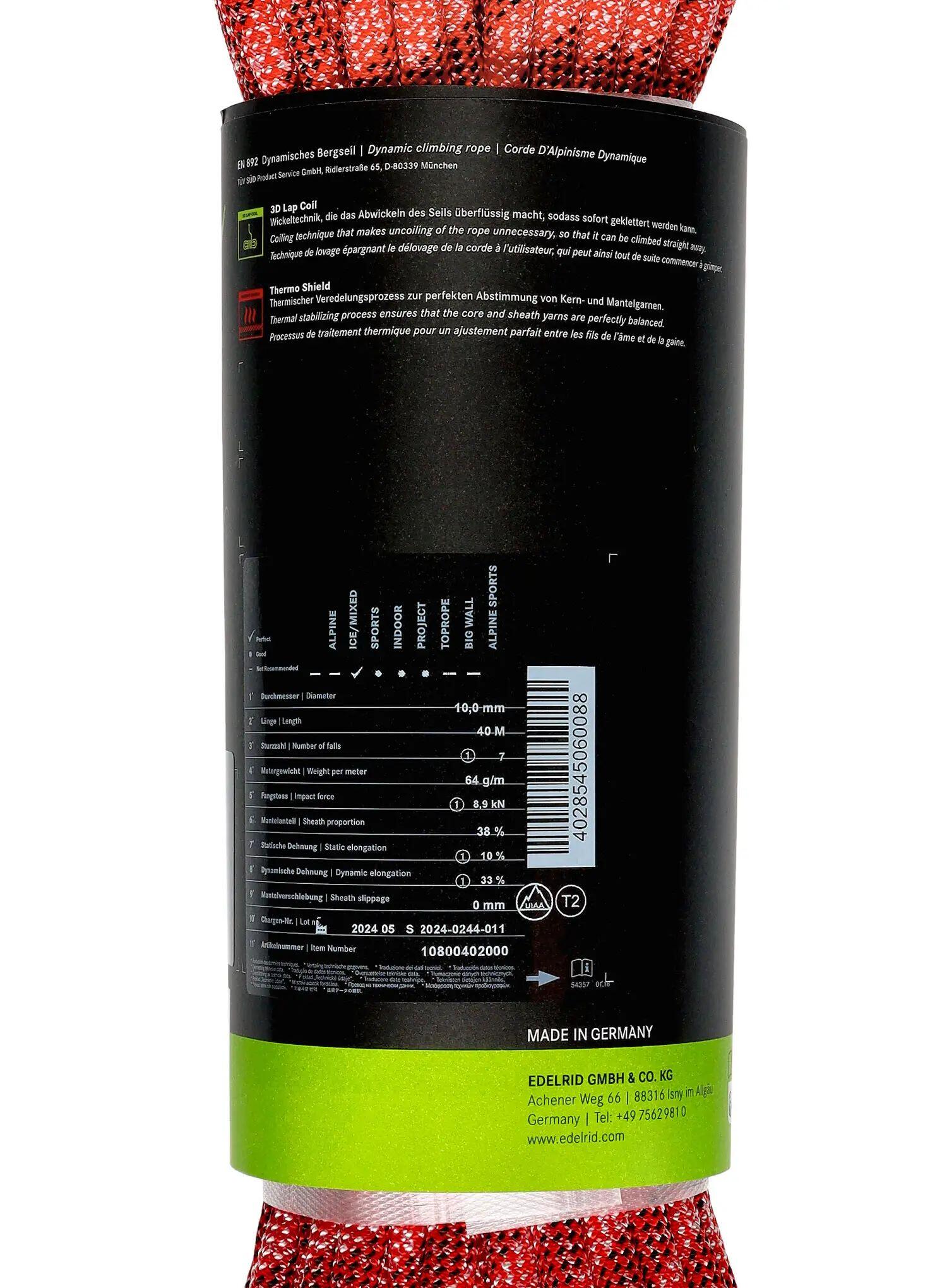 Lina wspinaczkowa Edelrid Python 10 mm 40 m 4/6