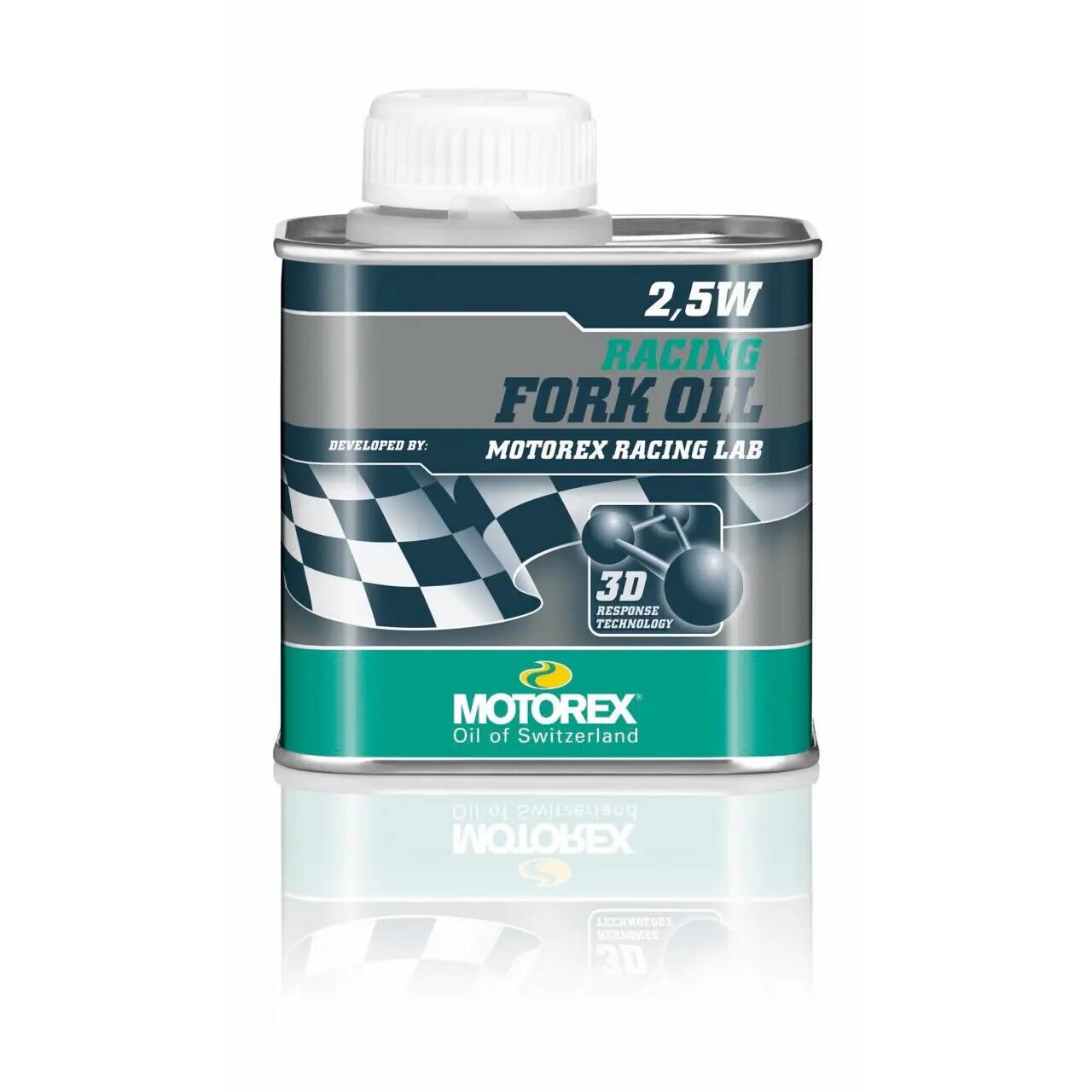 Garrafa de lata de óleo de garfo Motorex Racing 2,5W 1/3