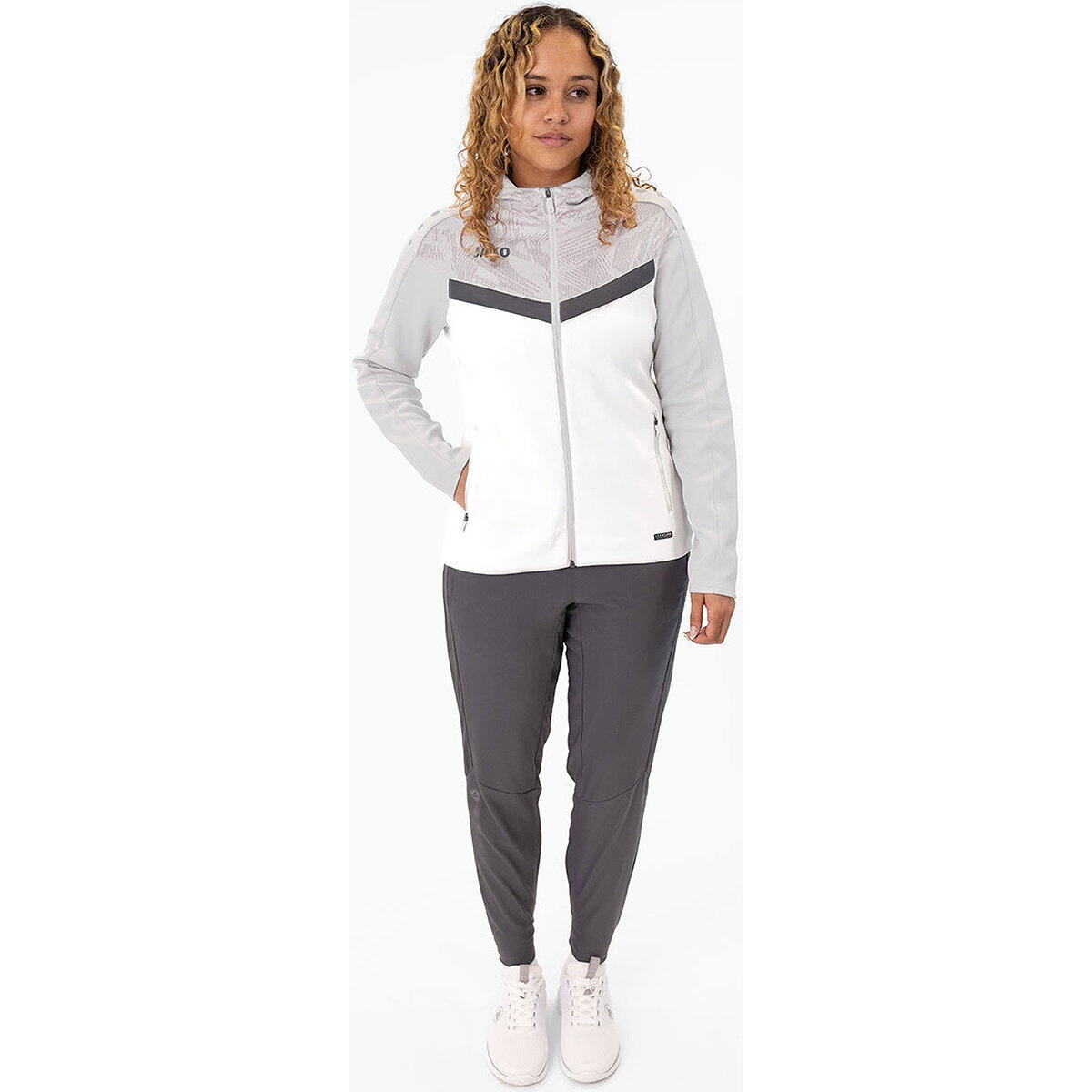 Jako Iconic Hoodie Dames - Wit / Zachtgrijs 5/5