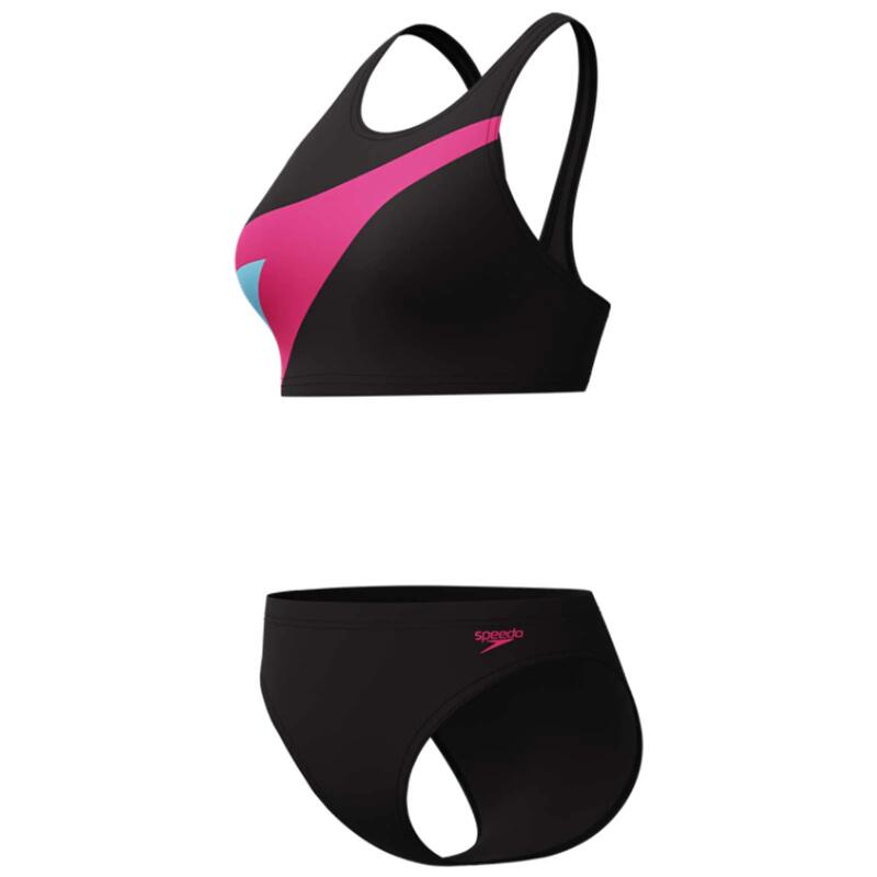 Costum inot femei 2 piese Speedo Hyperboom roz/negru – Endurance Pro, rezistent