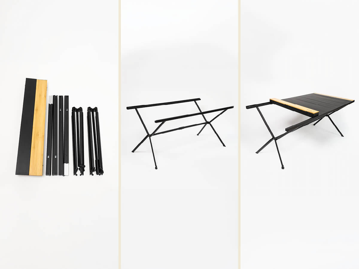 Table de camping Tivaro - en alu avec plateau en bois pour 4 personnes - pliable 6/7