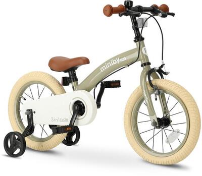 Qplay miniby kinderfiets 14 inch - 3 in 1 - loopfiets - staal