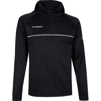 Sweater - sport - heren - hooded half zip - capuchon, raglanmouw, zwart