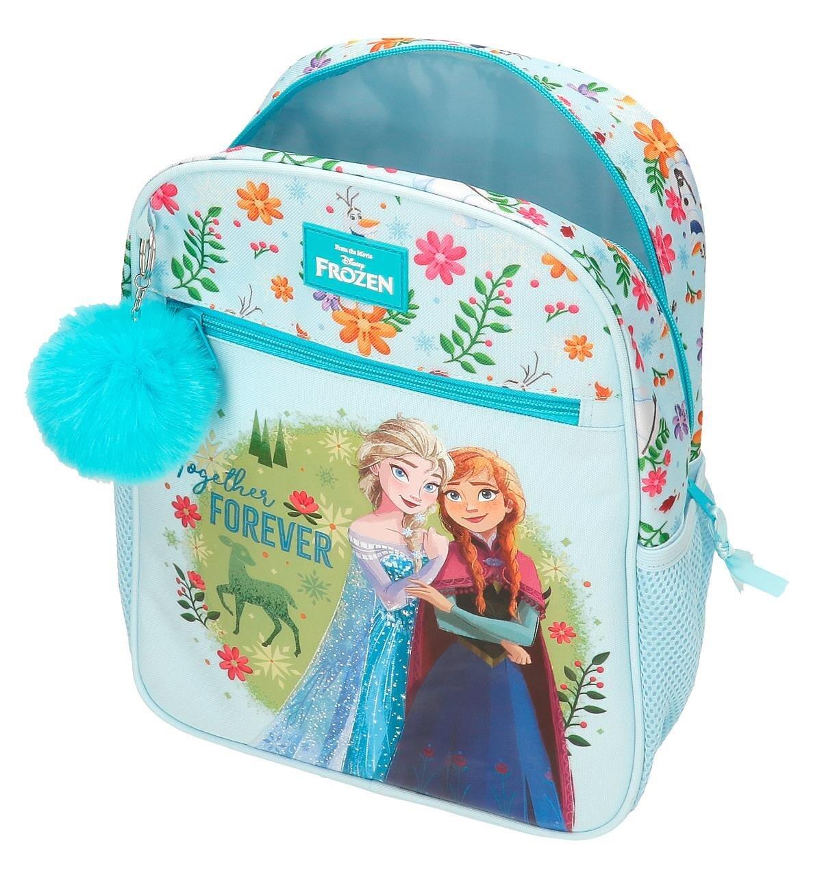 Mochila escolar com carrinho Frozen Forever 33 cm Azul Claro 3/5