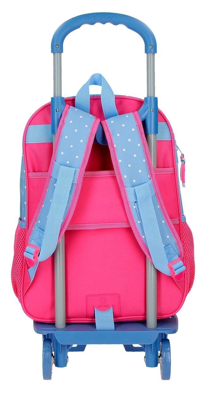 Mochila escolar com carrinho Minnie Flowers 40 cm Azul Claro 2/5