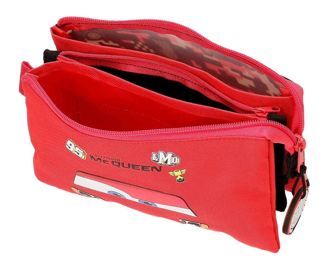 Estojo três compartimentos Cars Mcqueen Red Vermelho 3/5