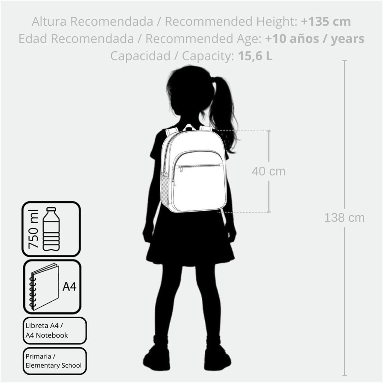 Mochila escolar con carro Stitch You & Me 40 cm Malva 5/5