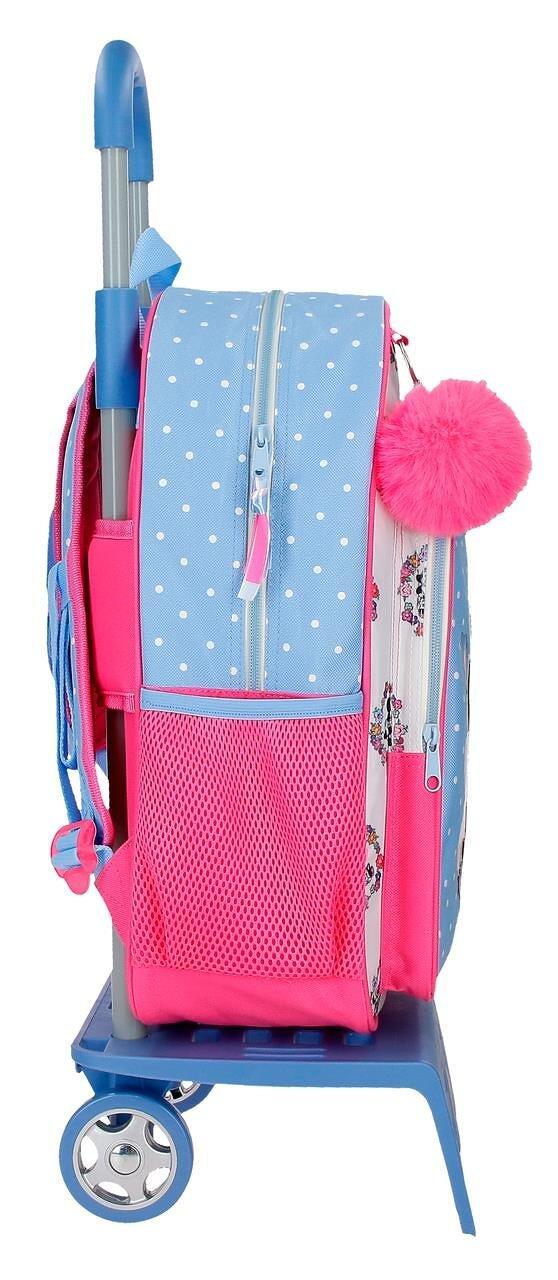 Mochila escolar com carrinho Minnie Flowers 40 cm Azul Claro 4/5