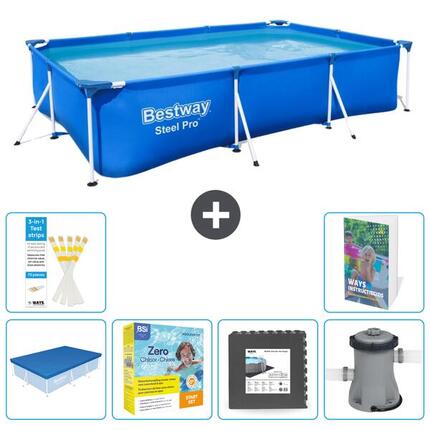BESTWAY Basen Steel Pro Prostokątny - 300x201x66 cm - 7-częściowy S85