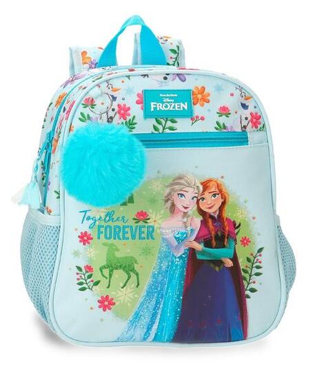 Mochila escolar adaptable a carro Frozen Forever 28 cm Azul Claro