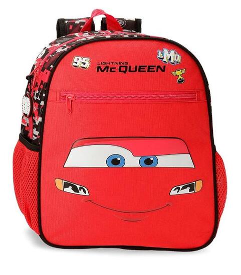 Mochila escolar adaptable a carro Cars Mcqueen Red 33 cm Rojo