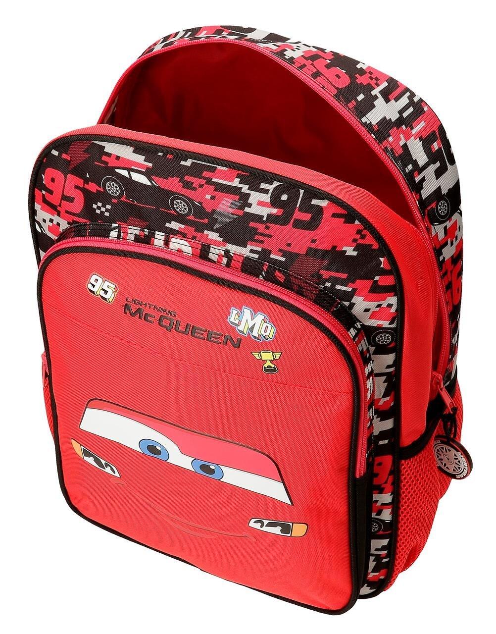 Mochila escolar com carrinho Cars Mcqueen Red 40 cm Vermelho 3/5