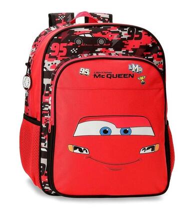 Mochila escolar adaptable a carro Cars Mcqueen Red 40 cm Rojo