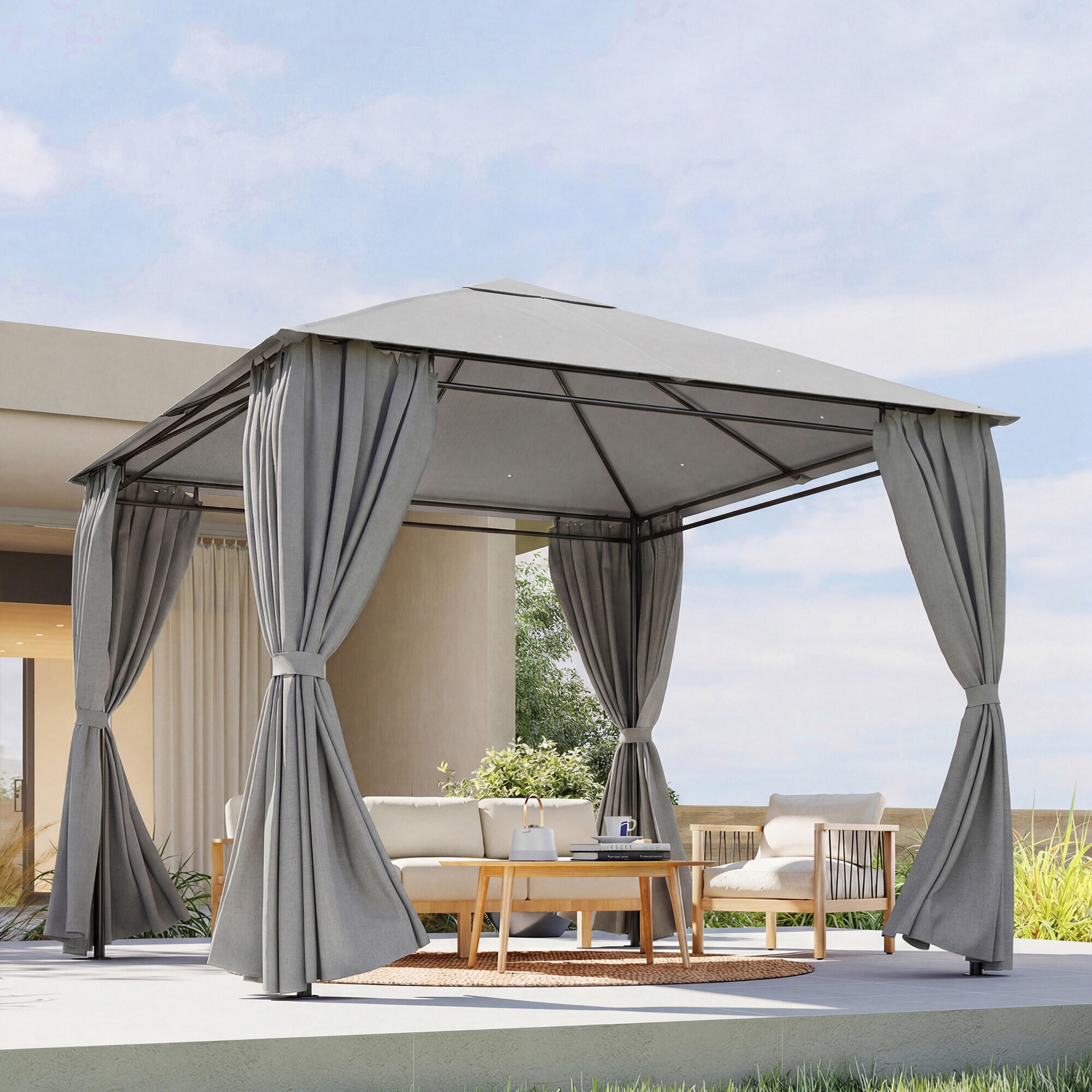 Laterales para Carpa Outsunny 300x198 cm Gris claro 5/5