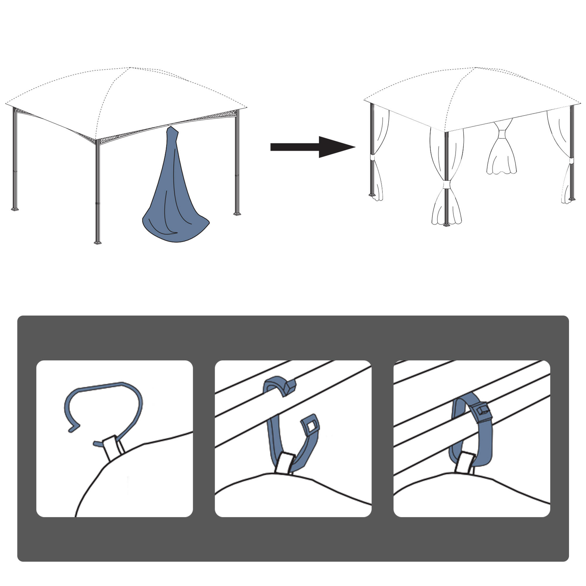 Laterales para Carpa Outsunny 300x198 cm Gris claro 4/5