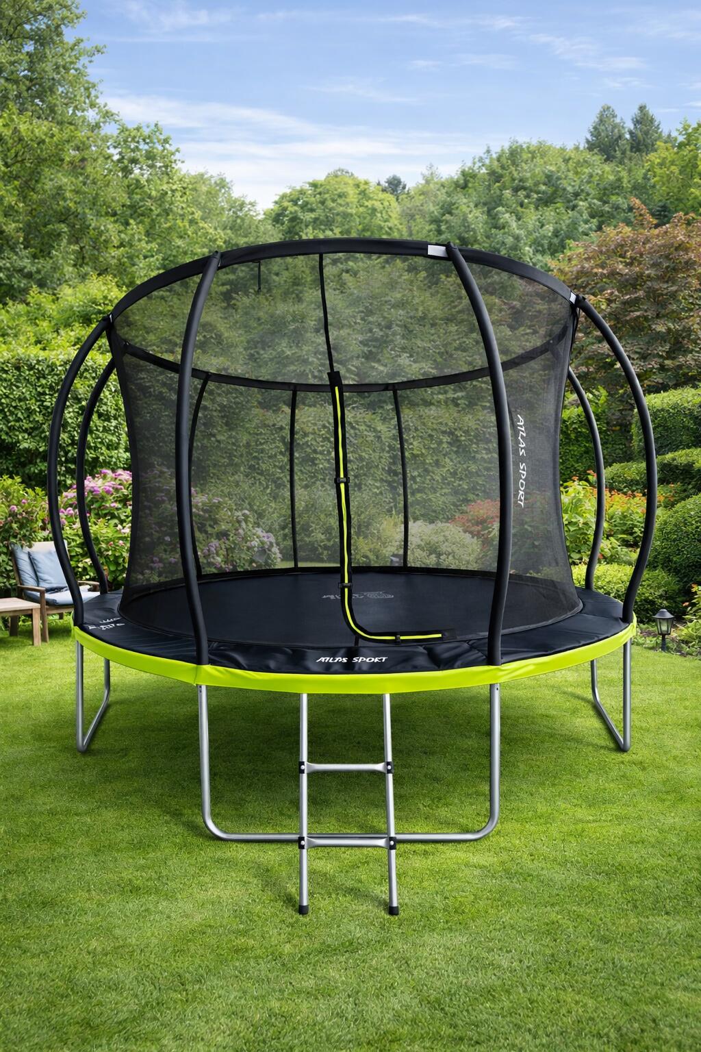 TRAMPOLINA OGRODOWA ATLAS SPORT 305 cm 10ft SIATKA 180 CM PRO ZIELONA 2/3