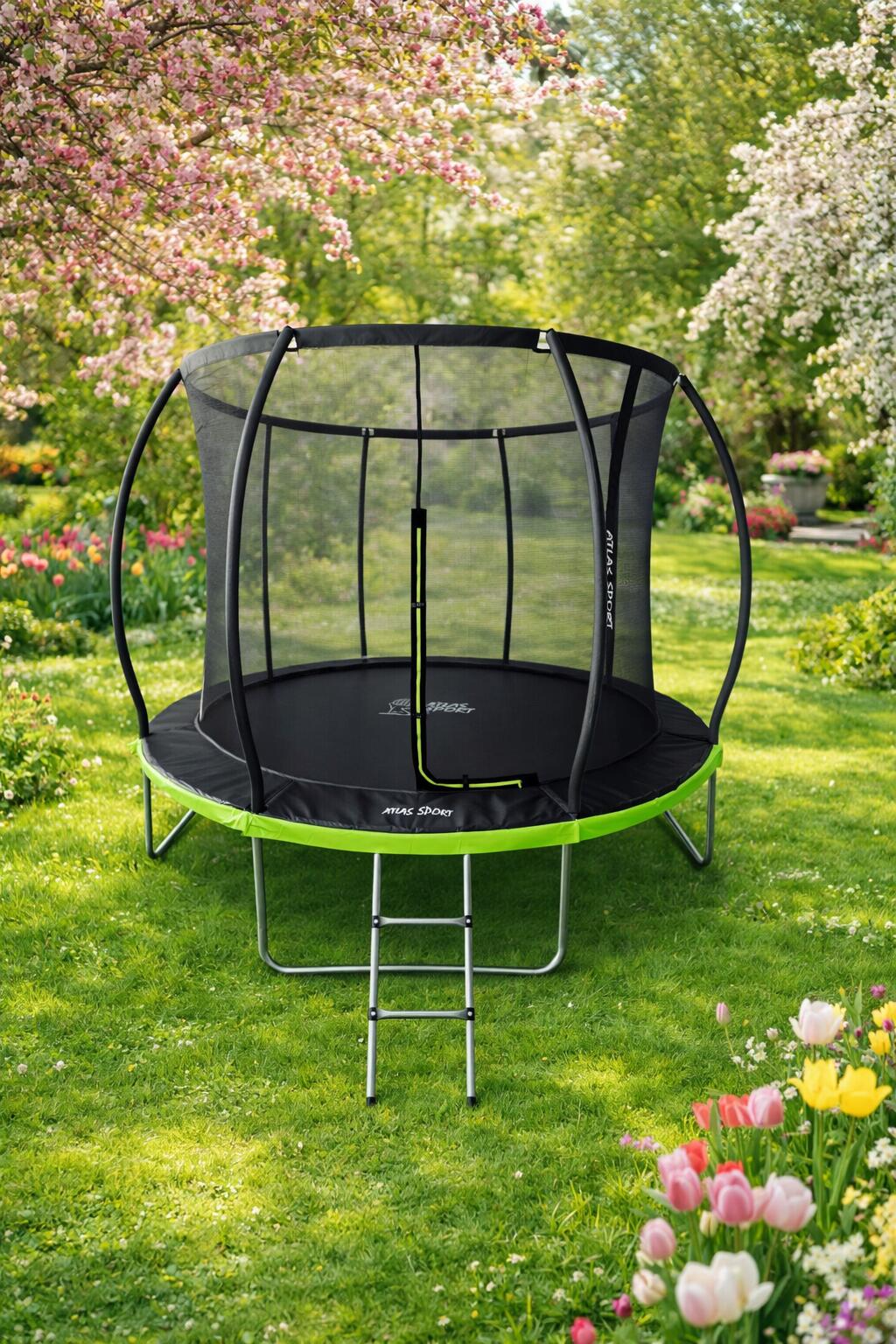 TRAMPOLINA OGRODOWA ATLAS SPORT 488 cm 16ft SIATKA 180 CM PRO ZIELONA 3/3