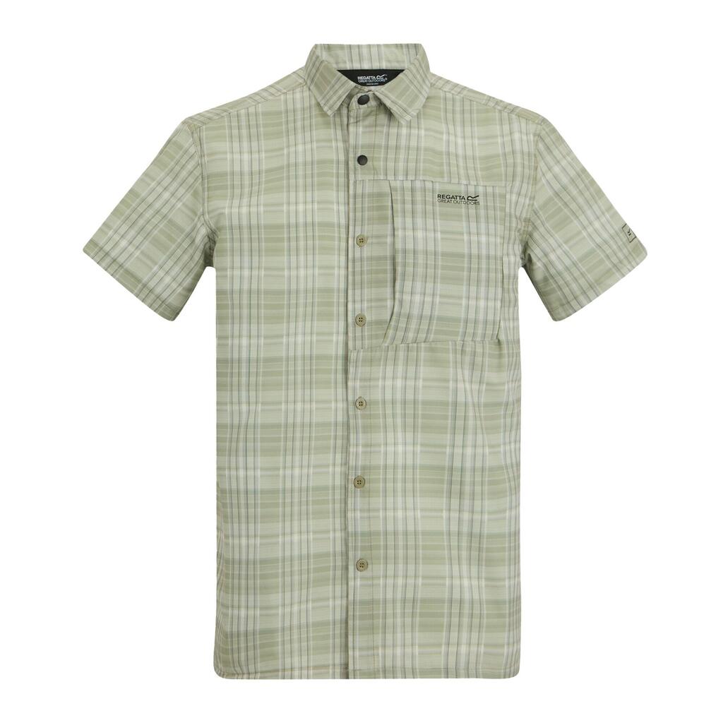 Mens Checked Insect Repellent ShortSleeved Travel Shirt (Light Sage)