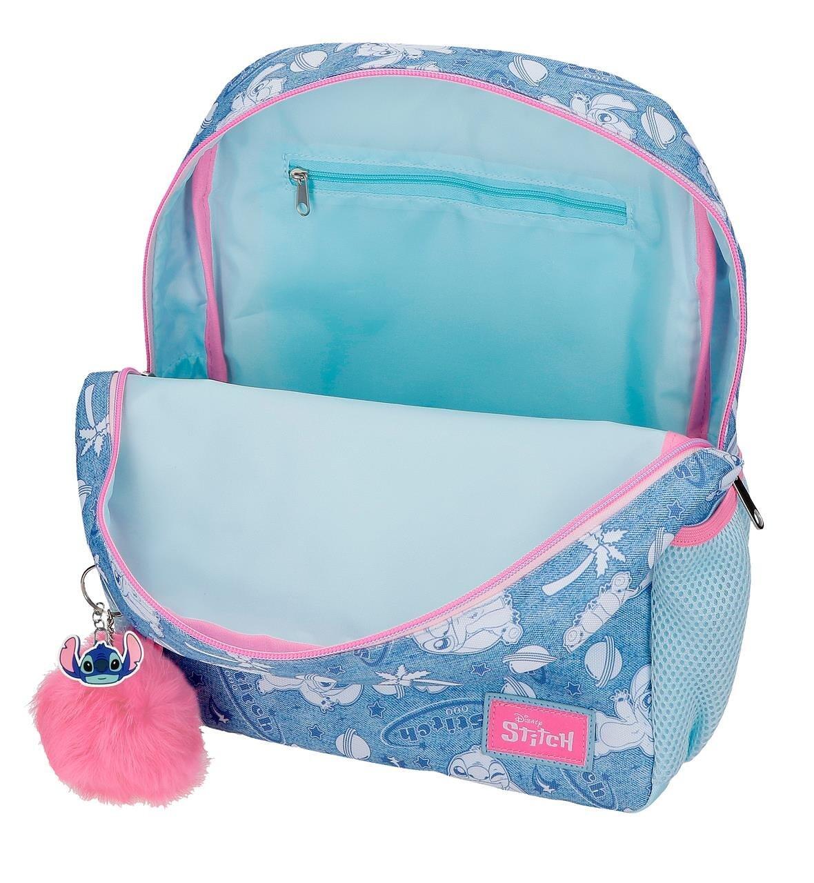 Mochila escolar con carro Stitch Hearts 33 cm Denim 3/5
