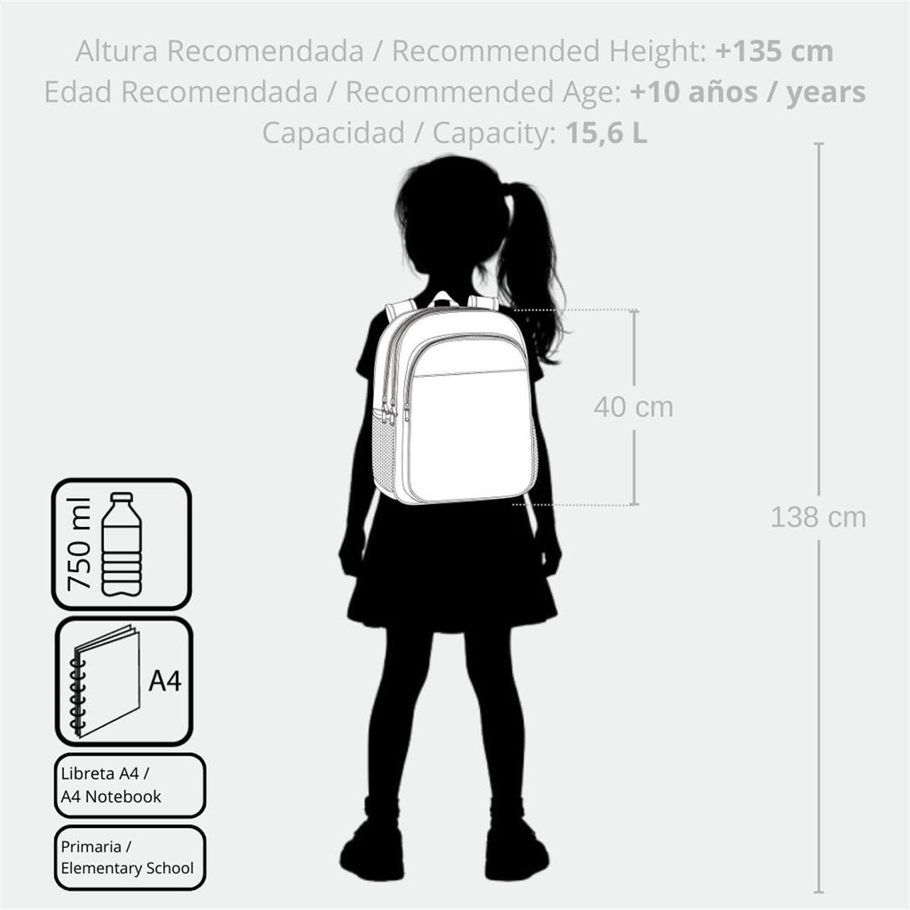 Mochila escolar con carro Stitch You & Me 40 cm Malva 5/5