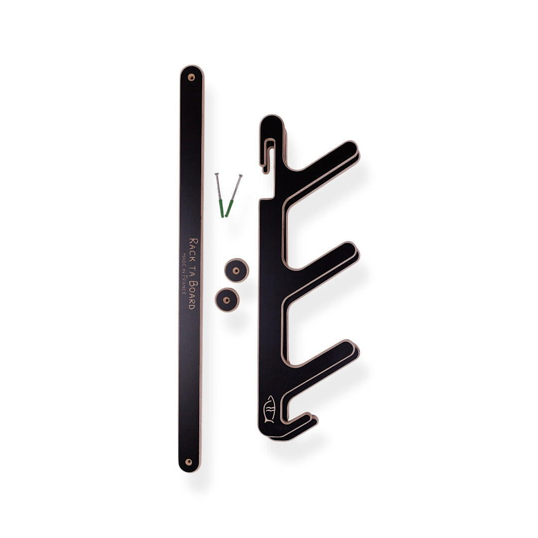 Rack mural skis 3 paires bois – support ski mural horizontal – rangement skis 1/4