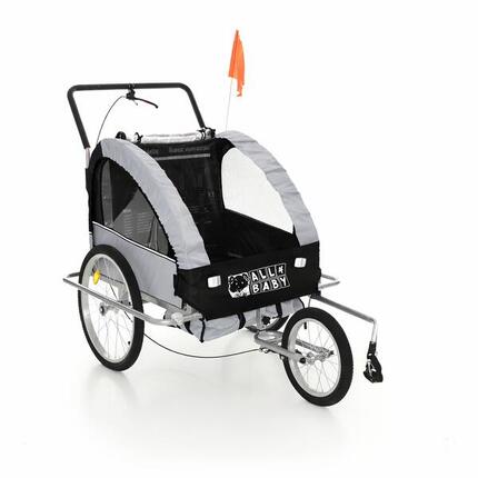 Przyczepka rowerowa dla dzieci All4Baby BT02 amortyzowana czarno szara