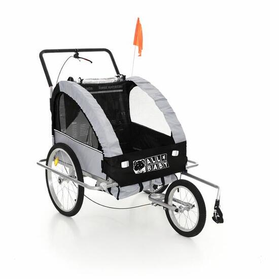 Przyczepka rowerowa dla dzieci All4Baby BT02 amortyzowana czarno szara