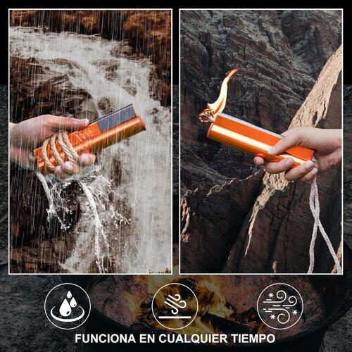 Pedernal Supervivencia Bushcraft Origin Outdoors 7en1 Naranja 20.000 Usos 3/7