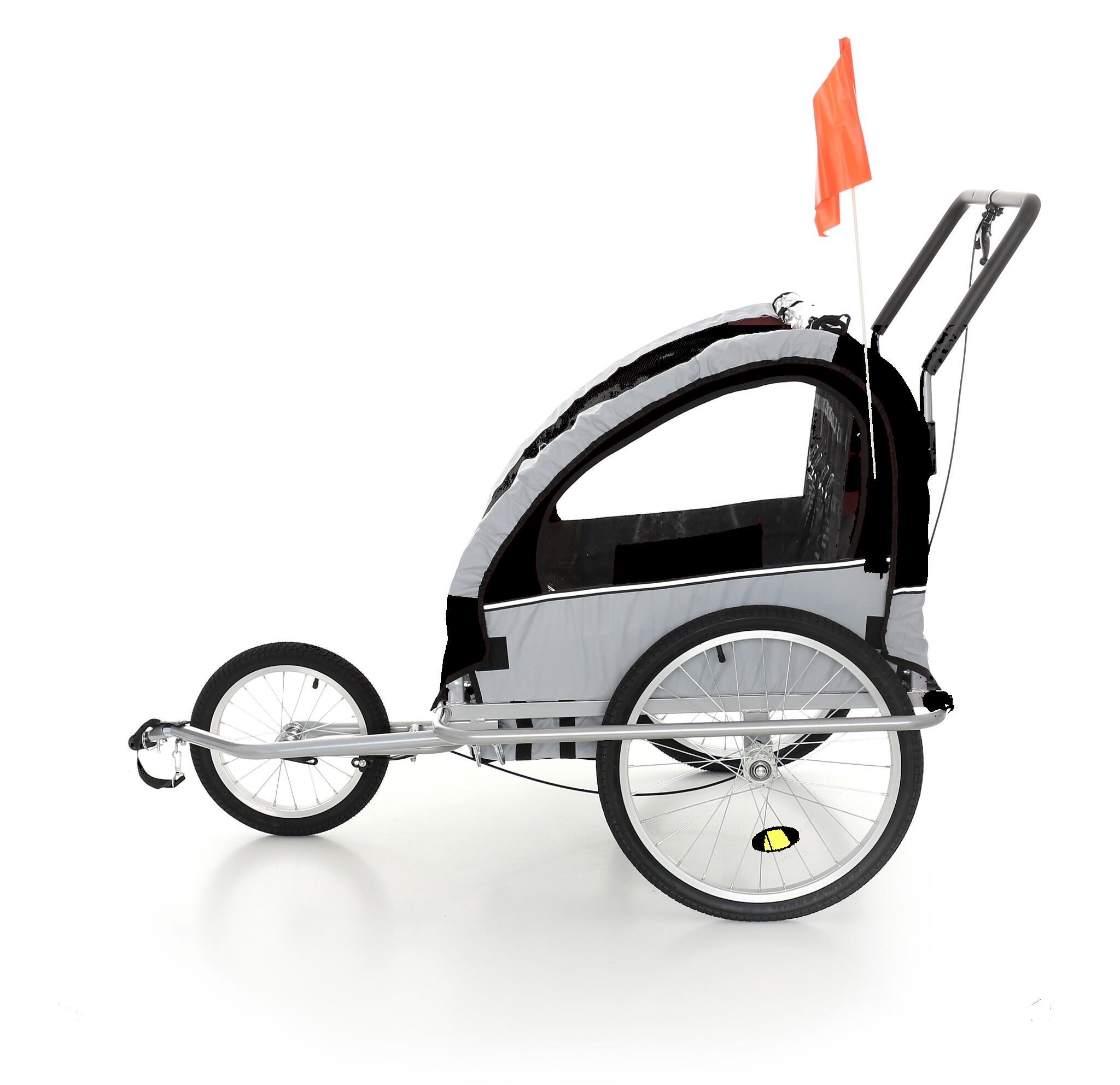 Przyczepka rowerowa dla dzieci All4Baby BT02 amortyzowana czarno szara 2/2