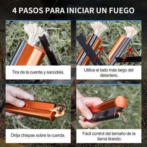 Pedernal Supervivencia Bushcraft Origin Outdoors 7en1 Naranja 20.000 Usos 5/7