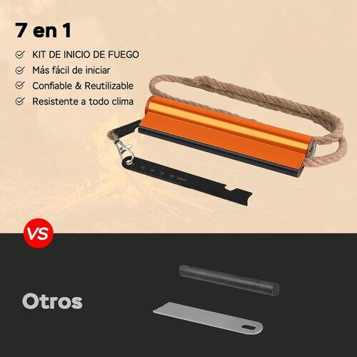 Pedernal Supervivencia Bushcraft Origin Outdoors 7en1 Naranja 20.000 Usos 4/7