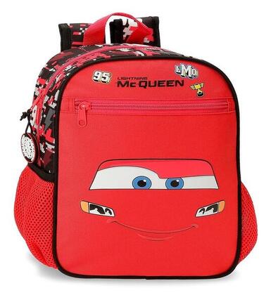 Mochila escolar adaptable a carro Cars Mcqueen Red 28 cm Rojo