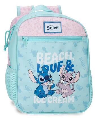 Mochila escolar Stitch Beach & love 23x28x10 cm turquesa