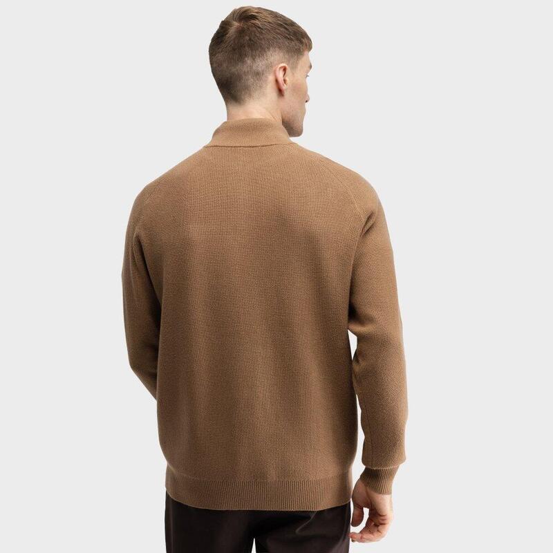 Pulover de pentru bărbați cu fermoar pe un sfert Fade Brown Maro