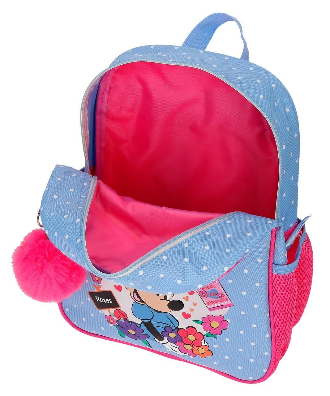 Mochila escolar adaptável a carrinho Minnie Flowers 33 cm Azul Claro 3/5