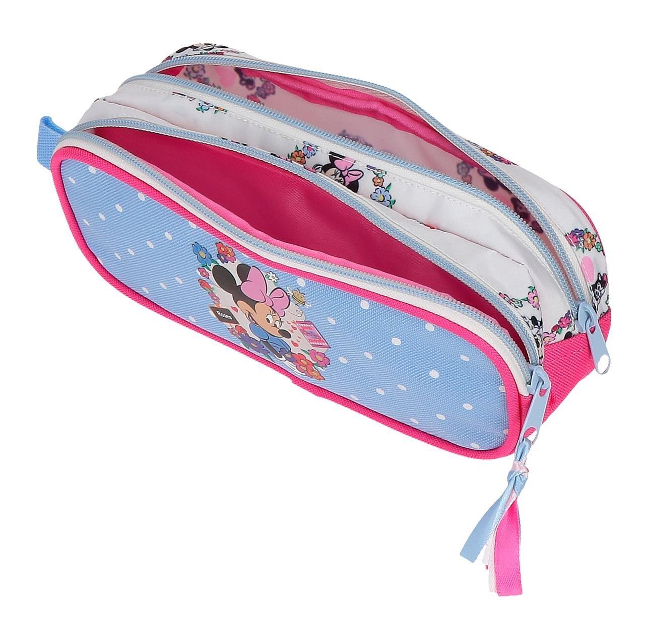 Estuche dos compartimentos Minnie Flowers Azul Claro 3/5