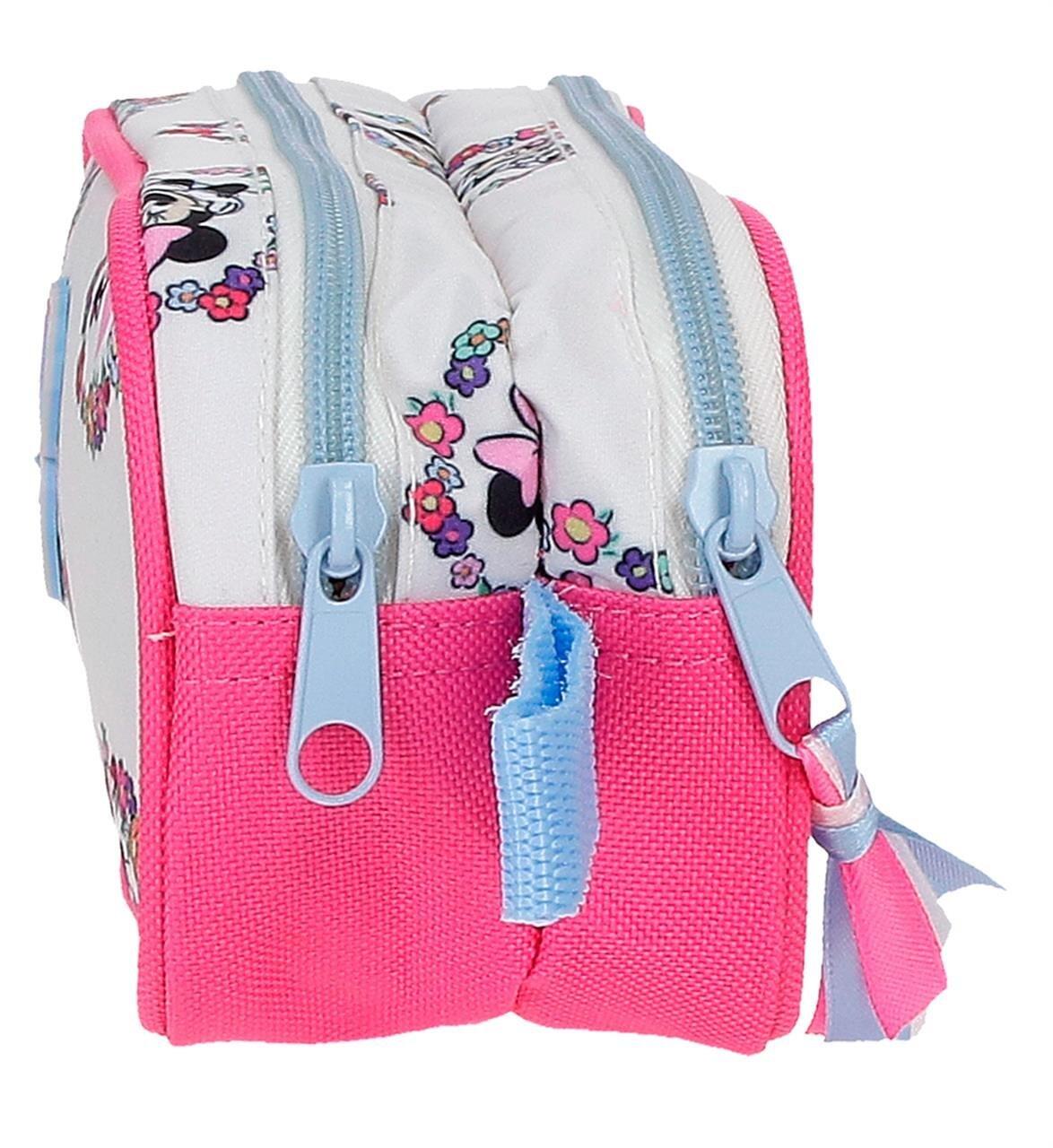 Estuche dos compartimentos Minnie Flowers Azul Claro 4/5