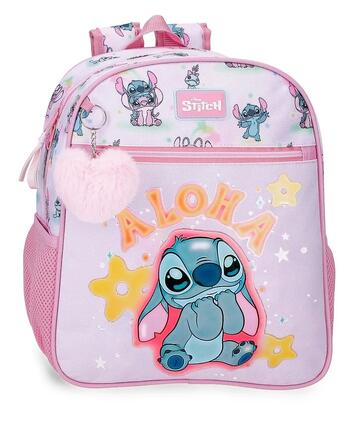 Mochila escolar adaptable a carro Stitch You & Me 33 cm Malva