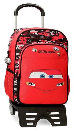 Mochila escolar con carro Cars Mcqueen Red 40 cm Rojo