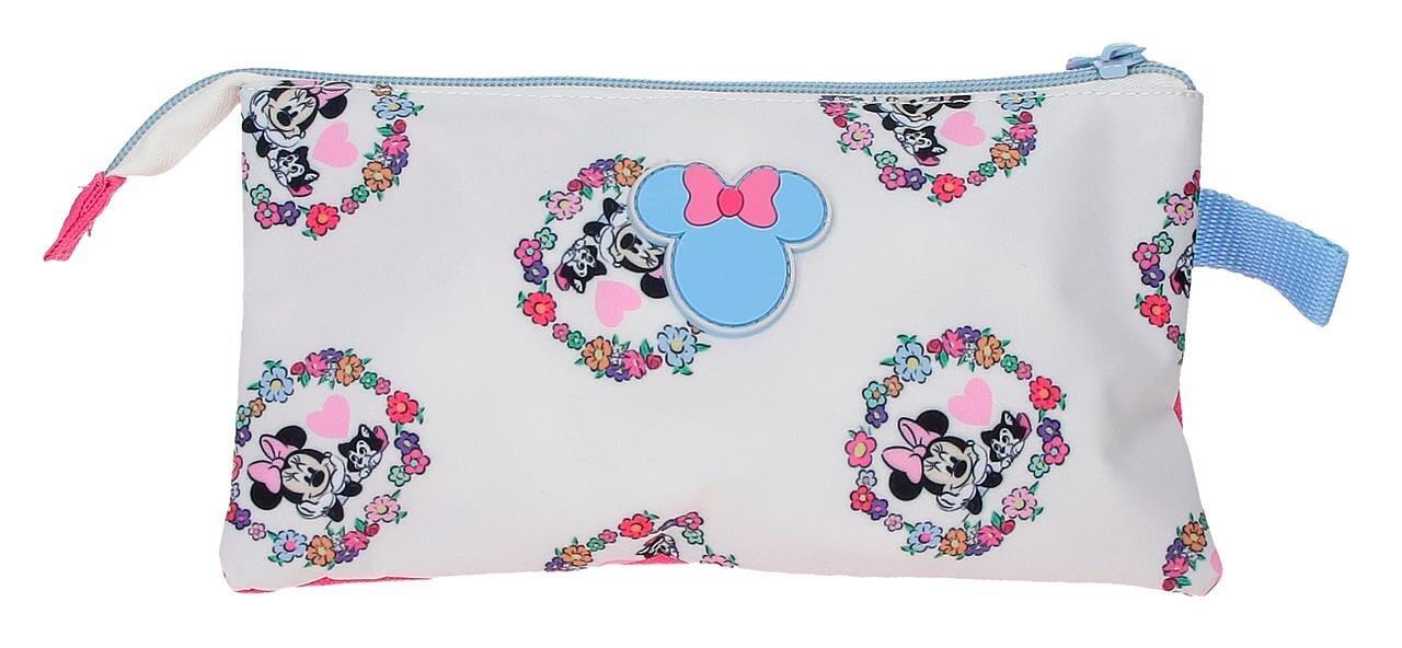 Estuche tres compartimentos Minnie Flowers Azul Claro 2/5