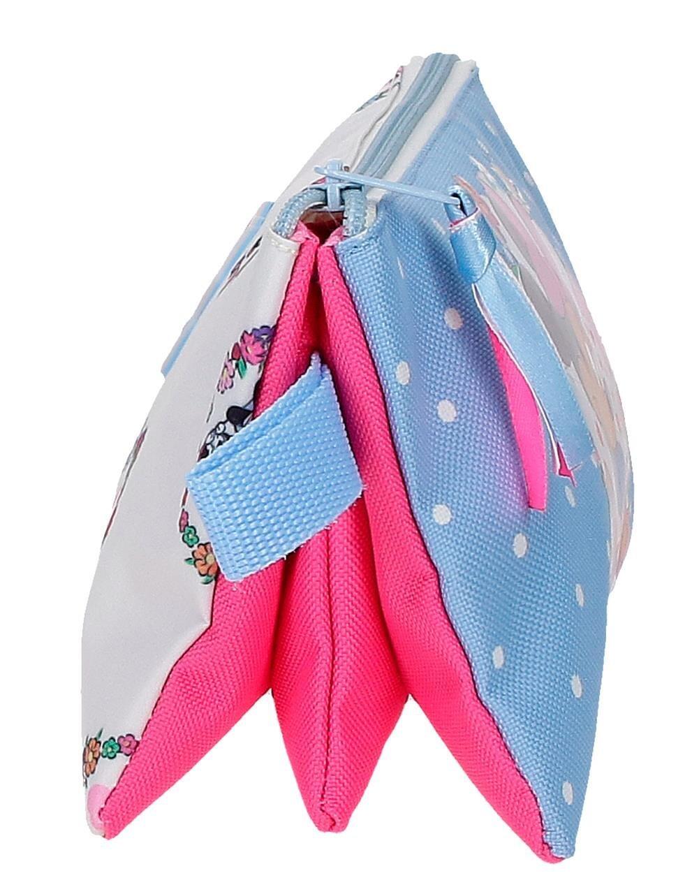Estuche tres compartimentos Minnie Flowers Azul Claro 4/5