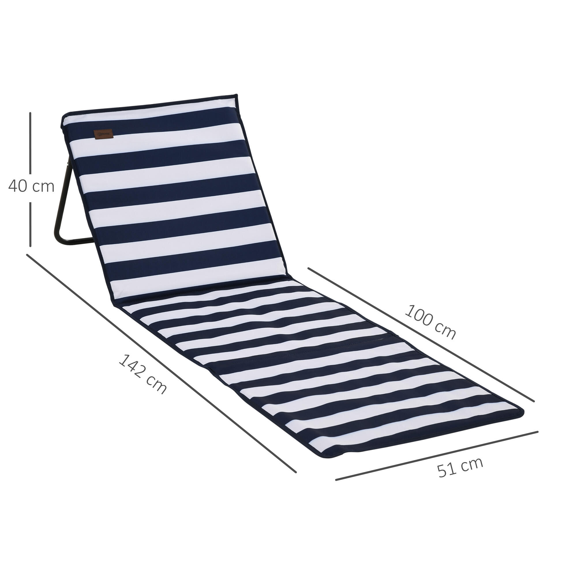 Outsunny Set 2 Sdraio da Spiaggia Pieghevoli ad Angolo Regolabile Multicolore 3/7