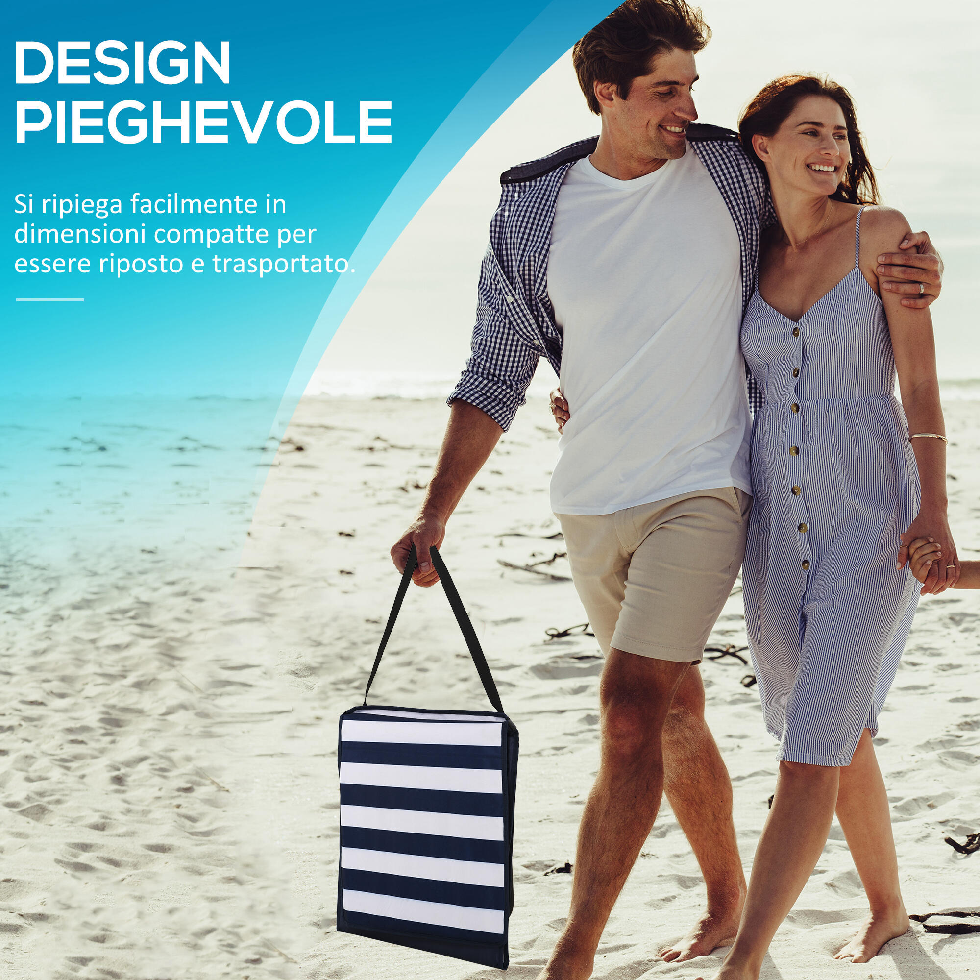 Outsunny Set 2 Sdraio da Spiaggia Pieghevoli ad Angolo Regolabile Multicolore 6/7